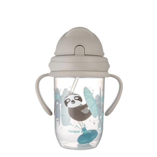 CANPOL BABIES nevylévací hrneček se slámkou a závažím Exotic Animals 270ml