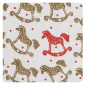 XKKO Biobavlněná plena Organic 120x120 - Rocking Horses Gold (1)