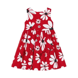 MAYORAL dívčí šaty bez rukávu květy červená, bílá vel. 134 cm