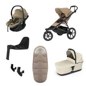 THULE Urban Glide 3 Gentle Beige magnetická spona + korba Soft Beige + autosedačka Maple + báze Alfi + fusak Elements M/L + adaptér MC (68)