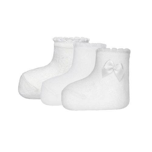 EWERS kojenecké ponožky 3ks mašlička bílá one size