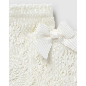 MAYORAL dívčí pletené ponožky s mašličkou smetanová (1)