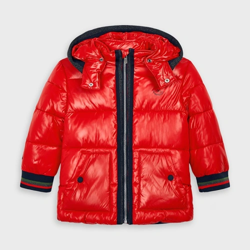 MAYORAL chlapecká zimní bunda s kapucí na patenty červená