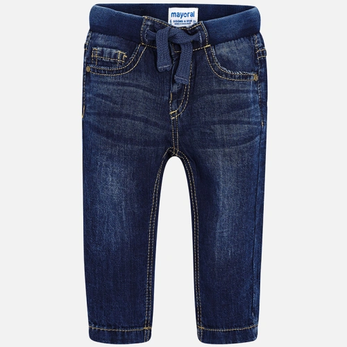 MAYORAL chlapecké jeans kalhoty s tkaničkou - tmavě modré - 80 cm