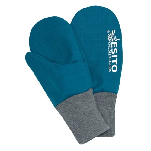 ESITO Zimní palcové rukavice softshell s beránkem - petrolejová
