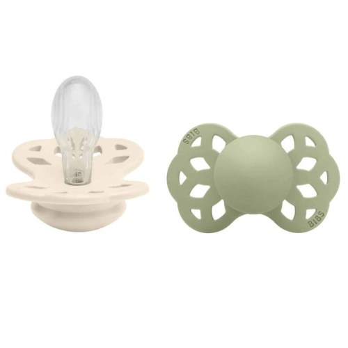 BIBS Infinity symetrické dudlíky ze silikonu 2ks Ivory/Sage - velikost 2 (6+m.)