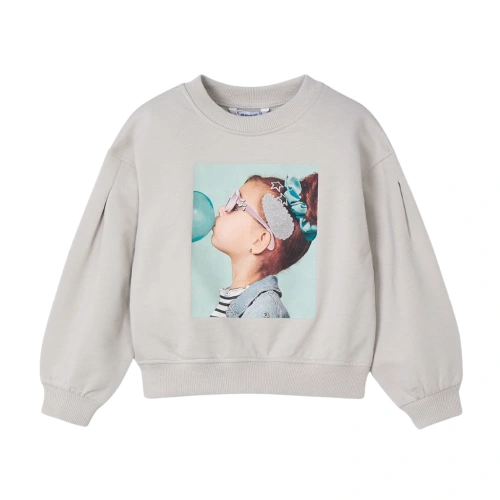 MAYORAL dívčí mikina se sponkou Dívka s bublinou béžová