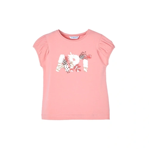 MAYORAL dívčí tričko KR s výšivkou Art růžová