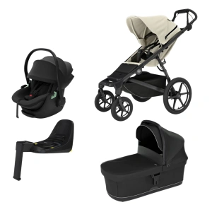 THULE Urban Glide 4-wheel Soft beige + korba Black + autosedačka Thule Maple Black + báze Alfi