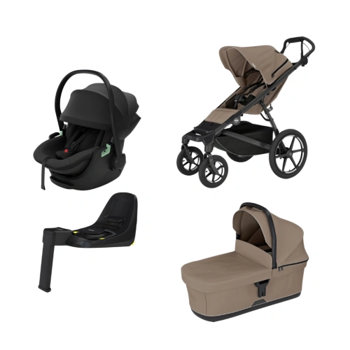 THULE Urban Glide 4-wheel Tinted Taupe + korba Tinted Taupe + autosedačka Thule Maple + báze Alfi