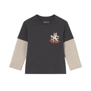 MAYORAL chlapecké tričko DR dvojitý rukáv černá, béžová
