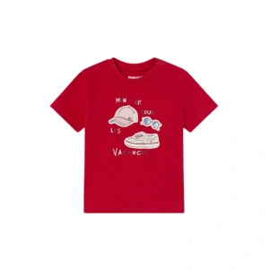 MAYORAL chlapecké tričko KR výšivka červená vel. 92 cm