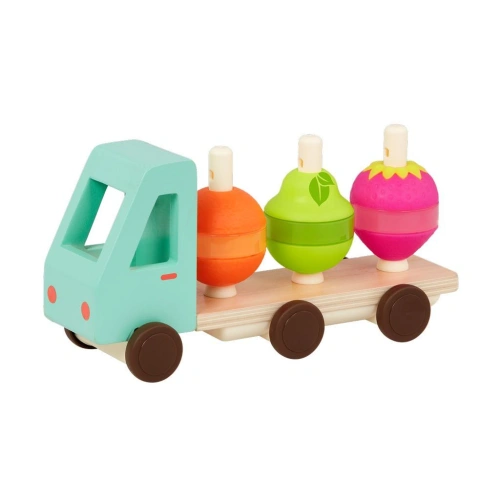 B-TOYS náklaďák dřevěný Stack & Roll Fruit Truck