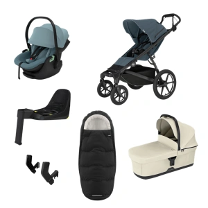 THULE Urban Glide 4-wheel Dark Slate magnetická spona + korba Soft Beige + autosedačka Maple + báze Alfi + fusak Elements M/L + adaptér MC (39)
