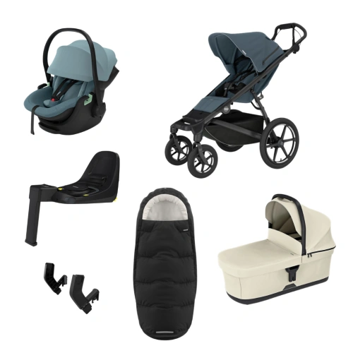 THULE Urban Glide 4-wheel Dark Slate magnetická spona + korba Soft Beige + autosedačka Maple + báze Alfi + fusak Elements M/L + adaptér MC