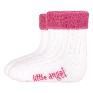 LITTLE ANGEL ponožky froté Outlast® bílá/růžová (1)
