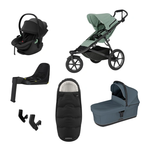 THULE Urban Glide 3 Mist Green magnetická spona + korba Dark Slate + autosedačka Maple + báze Alfi + fusak Elements M/L + adaptér MC