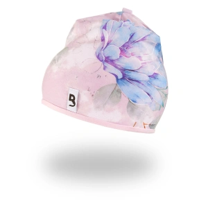 LITTLE ANGEL čepice podšitá Outlast® starorůžová modré kytky/růžová baby vel. 5 | 49-53 cm