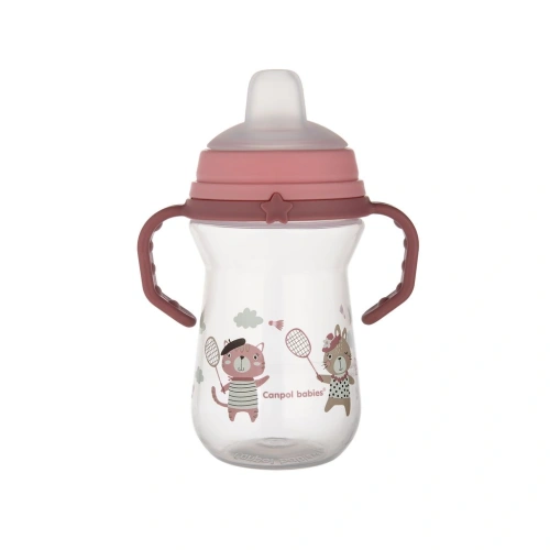 CANPOL BABIES hrneček se silikonovým pítkem FirstCup Bonjour Paris 250ml