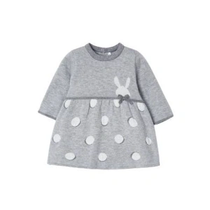 MAYORAL dívčí pletené šaty DR puntík, šedá - 75 cm