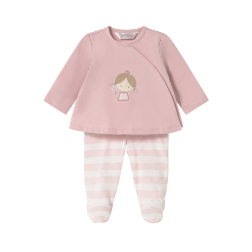 MAYORAL kojenecký set triko DR a polodupačky Princezna pruh růžová