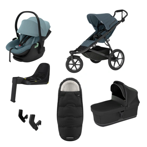 THULE Urban Glide 3 Dark Slate magnetická spona + korba Black + autosedačka Maple + báze Alfi + fusak Elements M/L + adaptér MC