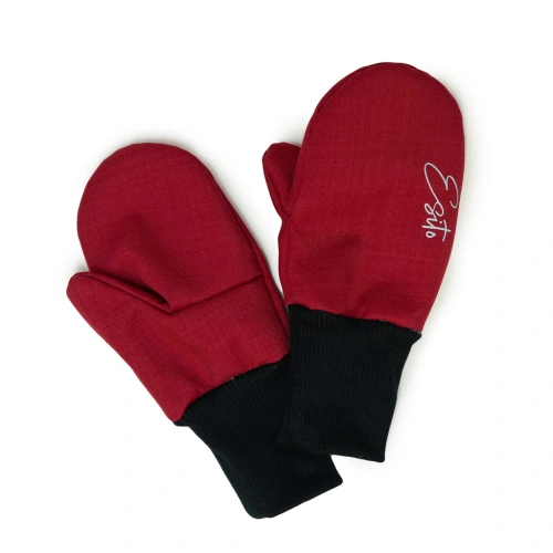 ESITO zimní palcové rukavice softshell s beránkem Red červená