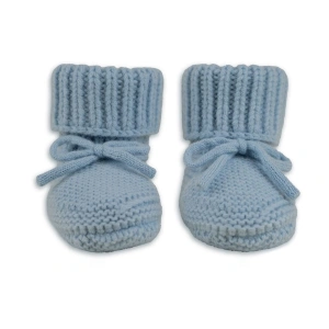 LODHER capáčky Slipper Merino Wool Blue Fogg vel. 0-6 měsíců