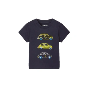 MAYORAL chlapecké tričko KR autíčka tm.modrá - 80 cm