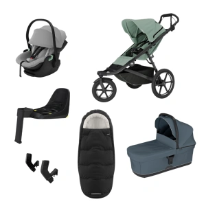 THULE Urban Glide 3 Mist Green magnetická spona + korba Dark Slate + autosedačka Maple + báze Alfi + fusak Elements M/L + adaptér MC (47)