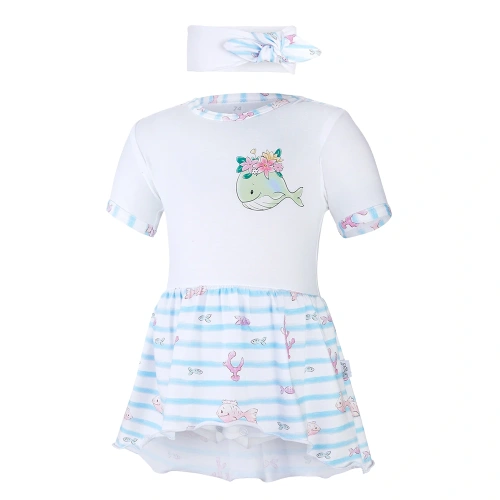 LITTLE ANGEL body šaty tenké KR set Outlast® bílá/velryba