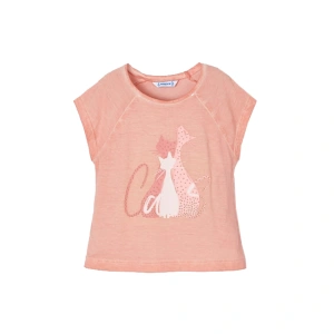 MAYORAL dívčí tričko KR kočičky růžová - 104 cm