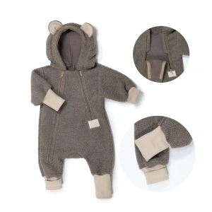 ESITO zimní kombinéza rostoucí Teddy fleece double Brown hnědá (1)