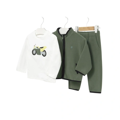 MAYORAL chlapecká tepláková souprava  mikina, tepláky, tričko DR bílá, zelená