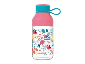 QUOKKA dětská láhev Ice Kids s poutkem Flowers 430 ml