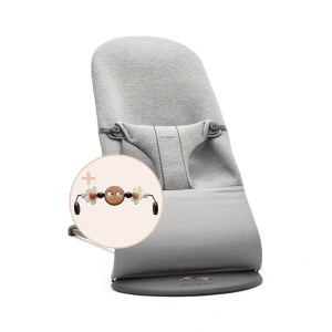 BABYBJÖRN lehátko Bouncer Bliss Light Grey 3D/Jersey + hrazda Googly Eyes Black/White