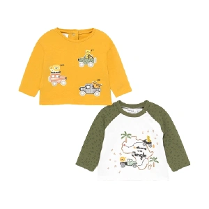 MAYORAL chlapecký set 2ks triček DR Afrika, žlutá/bílá/zelená - 70 cm