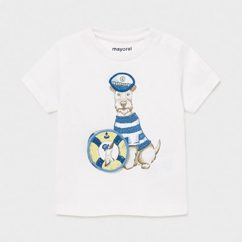 MAYORAL chlapecké tričko KR pes námořník, bílá/modrá