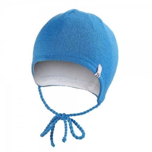 LITTLE ANGEL Čepice pletená zavazovací LA Outlast® modrá vel. 2, 39-41 cm