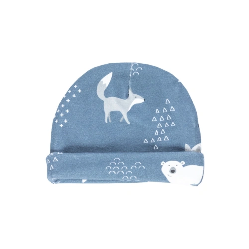 ENIE BABY dětská čepice s ohybem Bear and Fox 0-3m