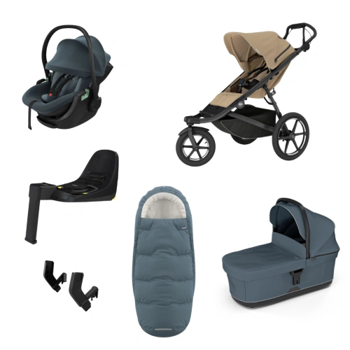 THULE Urban Glide 3 Gentle Beige magnetická spona + korba Dark Slate + autosedačka Maple + báze Alfi + fusak Elements M/L + adaptér MC