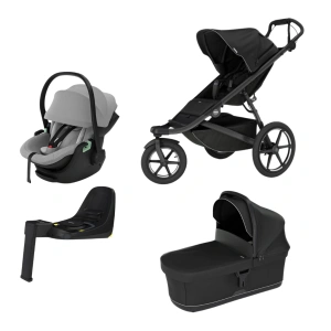 THULE Urban Glide 3 Black + korba Black + autosedačka Thule Maple Light Grey + báze Alfi