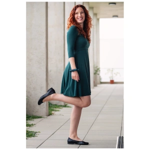 KRÁSNÁ MAMKA celoroční kojící šaty 3/4 rukáv Amalie s kapsami Mossy zelená (2)