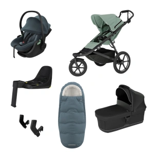 THULE Urban Glide 3 Mist Green magnetická spona + korba Black + autosedačka Maple + báze Alfi + fusak Elements M/L + adaptér MC (67)