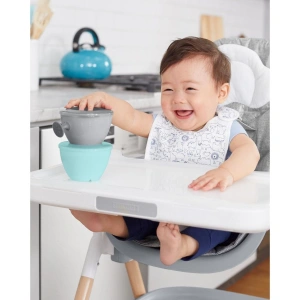 SKIP HOP jídelní set s hrníčkem 5 ks Easy-Feed Mealtime Set Teal/Grey 6m+ (5)