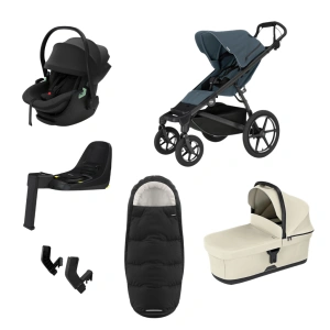 THULE Urban Glide 4-wheel Dark Slate magnetická spona + korba Soft Beige + autosedačka Maple + báze Alfi + fusak Elements M/L + adaptér MC