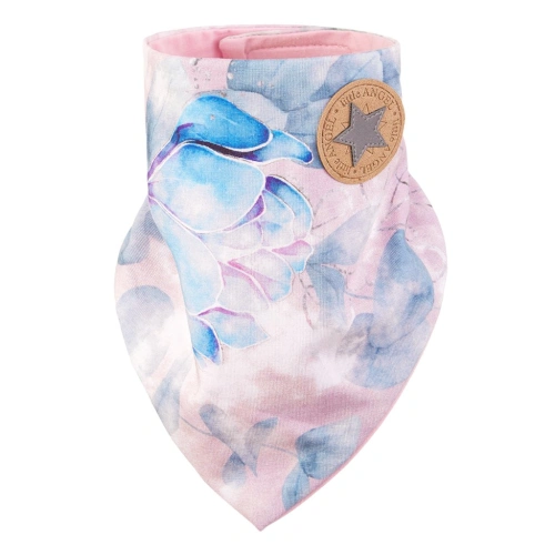 LITTLE ANGEL šátek na krk podšitý Outlast® starorůžová modré kytky/růžová baby vel. UNI