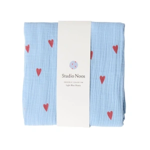 STUDIO NOOS zavinovačka Swaddle Print Large - Light Blue Hearts