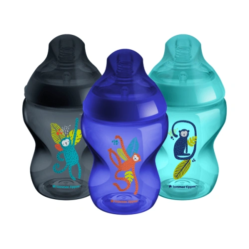 TOMMEE TIPPEE Kojenecká láhev C2N Jungle Blue 260ml 3ks 0m+