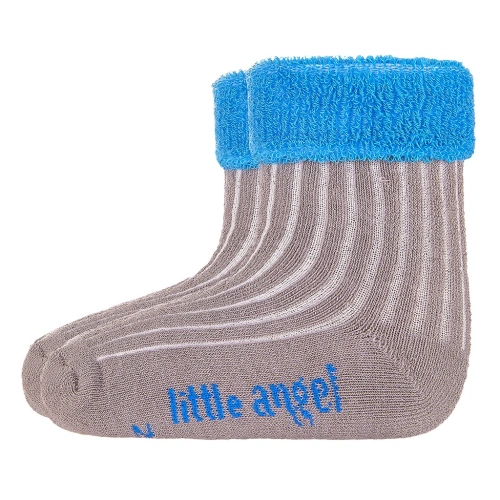 LITTLE ANGEL ponožky froté Outlast® tm.šedá/ modrá vel. 20-24 | 14-16 cm